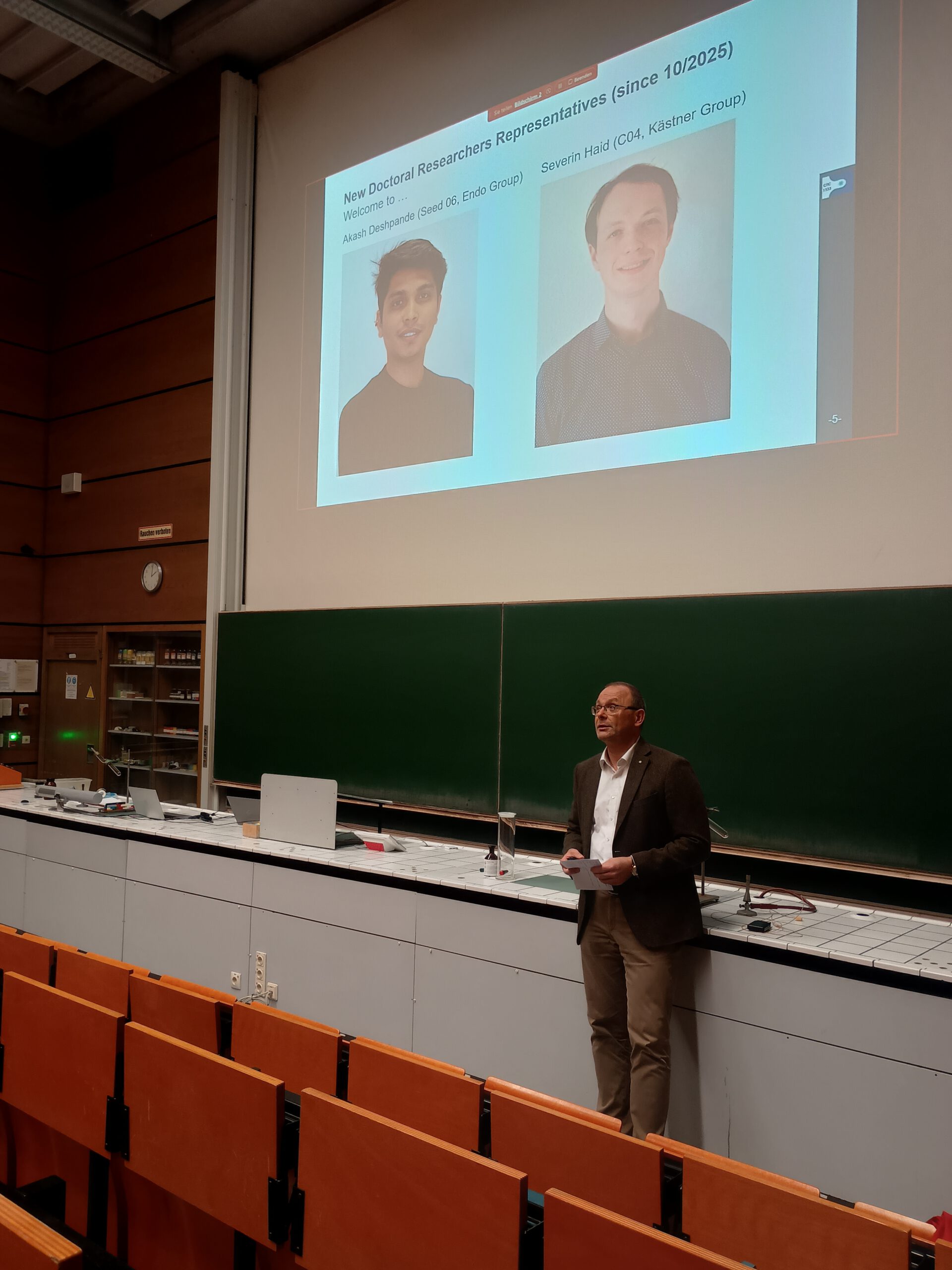 Prof. Michael Buchmeiser during the B.Sc and MSc Prize Award